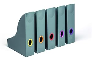 ‎DURABLE Durable Stehsammler A4 bunt (Varicolor), anthrazit mit farbigen Grifflöchern, 5 Stück im Set, 770657