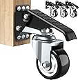 SOLEJAZZ Workbench Caster kit 400KG Capacity Heavy Duty Retractable Workbench Caster All Steel Construction Urethane Wheels, Bonus Install Template, Pack of 4