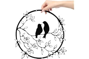 STEHARLLY Moderne Wanddeko aus Metall in Schwarz für Wohnzimmer, 3D Wandkunst Wandskulpturen, Wanddekoration Vögel Deko, Runde Wand Dekoration für Wohnzimmer und Schlafzimmer Haus Garten Dekoration Wandkunst