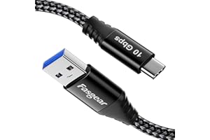 Fasgear Kabel USB typu C 50 cm,krótki kabel USB A do C 3.2 Gen 2, pleciony,10 Gbps,Android Auto typu C,do transmisji danych,szybkie ładowanie 3 A,do iPada Pro, SSD, kontrolerów X-Box (Czarny, 1.5m)