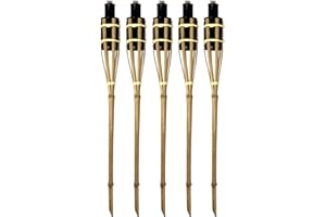 Moritz Lot de 5 torches de jardin en bambou 90 cm