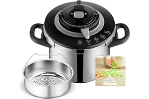 SEB Cocotte-minute, 5-8 personnes, Induction, 4programmes de cuisson, Cuisson rapide, Ouverture et fermeture du couvercle d'une seule main, Clipso+ CHEF 8L, P4551400, Noir