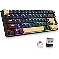 surmen GT68 65% Mechanical Gaming Keyboard 60 Percent RGB Hot-Swappable 68-Key Wireless Compact Keyboard Bluetooth5.0/2.4G/Wired with Red Switch (Gateron Red, Blue Samurai 68)