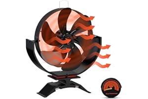 IYUNGO 2023 Kaminventilator Magnetisch, Rotierender Kaminofen Ventilator, 6 Flügel Ofenventilator Ohne Strom, Leiser Kamin Ventilator für Ofenrohr/Holz/Brennholz/Feuerstelle