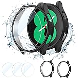 CAVN [3+2 Stück Schutzfolie Kompatibel mit Samsung Galaxy Watch 4 40mm, Wasserdichtes Glas Schutz +PC Schutzhülle Displayschu