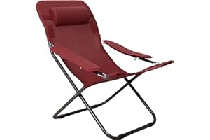 HOMECALL - Silla de camping plegable con respaldo ajustable de textileno 2 × 1, rojo