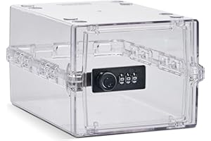 ‎LOCKABOX Lockabox Mini™ | Kleine abschließbare Box mit Zahlenschloss (A5-Größe) | Mini-Aufbewahrungsbox für kleine Medikamente, Snacks & Mobiltelefone | Außenmaße 22,3 x 15,4 x 12 cm (Kristall)