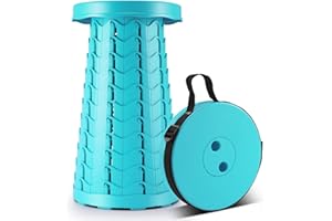 UNIKS Sgabello Pieghevole Portatile, Sgabello da Campeggio Telescopico Regolabile in Altezza, Pesa Solo 1,35 kg, Adatta per Campeggio, Feste, Pesca, BBQ (Azzurro)