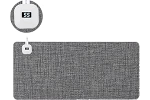 LANMOU Heated Mouse Pad Waterproof Heated Desk Mat Mouse Mat for Gaming Electric Warm Desk Pad with 5 Heating Levels & 4H Auto Shut-Off, Large Mouse Pad for Home Office (Black Grey,80 * 33cm)