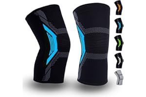 Ioggtser Knieorthese für Frauen und Männer, 2 Packungen Kniekompressionsmanschetten für Knieschmerzen, Arthritis, Linderung von Gelenkschmerzen, Knieschützer zum Laufen(S, Black-Blue)