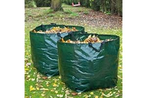 GWUK GLOW Premium Garden Waste Bags – Set of 2 84Litre Reusable Large Heavy Duty Collapsible Folding Lightweight Water Resistant Woven Sack with Carry Handles – Collect Grass Leaves Weeds Rubbish Refuse