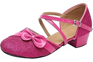 RMBLYfeiye Mädchen Tanzschuhe Prinzessin Schuhe Kinder Latein Schuhe mit Weiche Sohlen Kinder Bow-knot Glitzer Latein Tango Ballsaal Schuhe