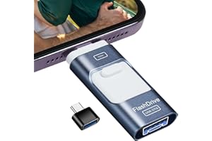 AXFEE Pamięć flash USB 4 w 1, 64 GB, wieloportowy pendrive z systemem iOS/USB 3.0/Micro USB/Type-C, przechowywanie i tworzenie kopii zapasowych do telewizora, samochodu, telefonu, laptopa, Chromebooka