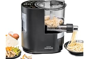 ROMMELSBACHER Elektrische Nudelmaschine PM 220 – bis zu 800 g frische Pasta, integrierte Waage, gesteuerte Wasserzufuhr, 6 vollautomatische Programme, Edelstahl Pressschnecke, 7 Nudelformen, Lüfter
