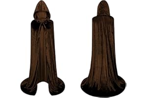 CARNAVALIFE Capa con Capucha Terciopelo Largo Unisex Adulto y Niño, Capa Vampiro Bruja Muerte Monja Dracula Medieval, Capa Terciopelo Hombre Mujer Niños para Halloween y Carnaval