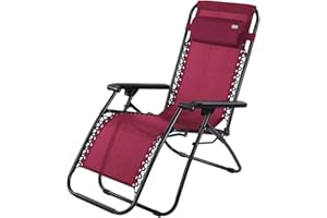 AKTIVE Plage 62191-Chaise Longue à gravité zéro Bordeaux, inclinable et Pliable Beach 65 x 90 x 108 cm, textilène