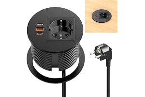Inbyggt uttag med USB-C PD35W och 30 W USB-A, bordsuttag utrustat med lock, infällbart uttag med 3 USB, 1,8 m kabel