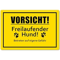 2x Beyond Dreams Warnschild "Vorsicht! Freilaufender Hund" | 20x30 Cm, Gelb, Aus 3mm PVC | Für Garten, Einfahrt & Grundstück