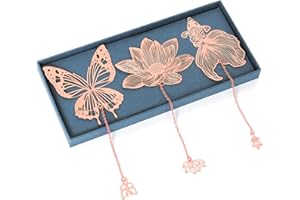 UpUDo 3 Pièces Ensemble Papillon Marque-pages en métal Signets pour cadeaux d’anniversaire Noël Saint-Valentin Écrivains Enseignants Amis Amateurs de livres Lecteurs Mères Enfants