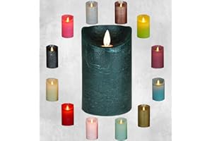 COEN BAKKER LED Echtwachskerze realistische Kerze viele Farben mit Timer flackender Docht Wachskerze Kerzen Batterie, Farbe:Antik Grün, Größe:15 cm