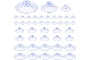 AILUYA 40 ventosas transparentes para ventana, ventosa sin gancho, cabeza de seta redonda, ventosa de plástico pequeña para cocina, baño, espejo, escritorio, cristal, 20/30/40 mm