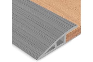 ANKEKOLYSTAR Soglia di Dislivello Pavimento in PVC, Profilo di Transizione Pavimento per Dislivello di, Pavimento Bordo Autoadesivo (Legno Grigio, 15~20mm(H),1M(L))