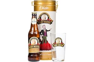 Henry Weston's Vintage Cider 500ml Beer & Branded Glass Gift Set in Collectable Tin by Blue Tree Gifts