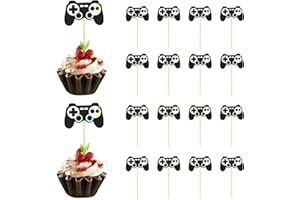 WACH AUF 48 PCS Decoration Gateau Jeux Video, Cupcake Decoration, Cupcake Toppers de la Fête du Jeu Vidéo, Manette de Jeu Cupcake Toppers, Deco Gateau Anniversaire Garcon pour Fête D'anniversaire