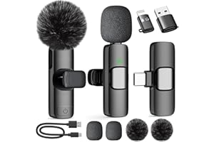 NXPZ Bezprzewodowy Mikrofon Klapkowy, Miniaturowy Mikrofon Klipsowy Plug-and-Play z Redukcją Szumu, Kompatybilny z iPhone, iPad, Android, Do Nagrywania Wideo, TikTok, YouTube, Transmisji na Żywo