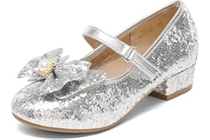 DREAM PAIRS Scarpe da Principessa per Bambine con Paillettes e Fiocco Glitterato, Mary Jane con Tacco Alto per Compleanni Feste e Matrimoni