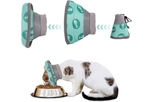 PLLIOCSE Cat Cone Collar, Adjustable Cat Recovery Collars, Soft Cat Tapered Collars, Soft Collar Tapered for Cats, Puppies after Surgery and Injury (S-Green)
