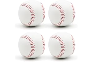 VEGCOO 4 Pack Standard 9-Inch Baseballs, 2 Soft & 2 Hard Baseball Balls Leather Rounders Ball for Practice & Games, Ball Training Baseball for Youth Adults Indoor & Outdoor Sports Use