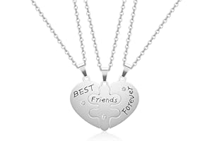 Jovivi Freundschaftsketten BFF Ketten für 3 Herz Puzzle Anhänger mit Gravur Best Friends Forever Freundschafts Geschenke