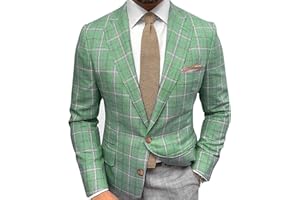 Oanviso Blazer a Cuadros para Hombre Blazers Elegante Informal Blazer Chaqueta de Traje con Botón Corte Ajustado Blazer Chaqueta para Bodas Negocios y Veladas