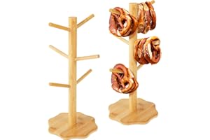 VAVPUP 2 Stück Brezelständer,Brezelhalter aus Holz in Baumform,Stabil Tassenhalter,6-armig,Höhe 33cm,Wurststände,Platz sparen,Dekoration für Restaurants,Cafés,Bars,Küche(Protokollfarbe)