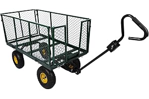 Wiltec Chariot Transport XXL Pliable – 1140 x 520 x 1050 mm – capacité 550 kg – avec Bâche Amovible, Pneus Robustes et Grille de Rangement – Diable Jardin Jardinage Outils Outillage