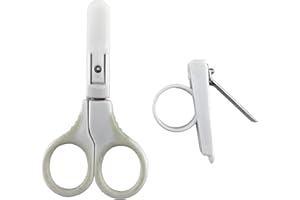 HOVUK® Baby Manicure Set Nail Clippers with Ring Holder, Safety Scissors & Cover 0+ Months, New-Borns Nail Trimmer Set, Infant Manicure Pedicure Grooming Travel Kit (White)