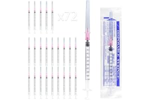 JOYSKY 24 sztuki, 1 ml strzykawka z okrągłą igłą do dodawania i pomiaru płynu, odpowiednia do laboratorium naukowego karmienia zwierząt i projektów DIY wypełniacz klejem