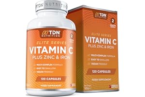 TDN Vitamin C and Zinc - High Strength 1200mg Vitamin C Tablets - 120 Capsules - Contributes to The Maintenance of a Normal Immune System - Premium Ascorbic Acid - Veganv - UK Formulated