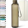 KIVY Slim Water Bottle 32oz [Lightweight & Shatterproof] Fits Cupholder & Backpack - Reusable water bottle no straw - Aesthetic water bottle screw top gym - Green khaki water bottle for men & women