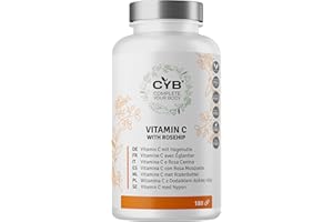 CYB COMPLETE YOUR BODY CYB | Vitamine C 1000mg Poudre d'Églantier 60mg - Cannelle - 180 Comprimés - 3 Mois d'Approvisionnement - Supplément Végétalien Quotidien - Nutriments et Vitamines Essentiels - Sans Gluten ni Lactose