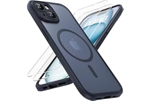 TOCOL Funda para iPhone 15, Funda Magnética para iPhone 15 6,1 Pulgadas [Protección Lente Cámara] [Protección Militar] Translúcida Mate Trasera, Titanio Negro