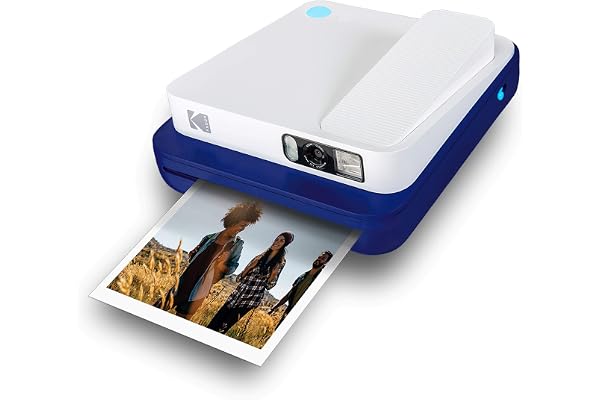 KODAK SMILE Classic, appareil photo numérique avec Bluetooth (Bleu) images de 16 mp, 35 impressions par charge – Comprend : papier photo ZINK de 3,5 x 4,25 pouces, Cadres autocollants