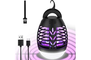 HgUltra Insektenvernichter, Mückenlampe Camping - USB Rechargeable mit LED Licht, Mückenvernichter IPX6 Wasserdicht, Anti Mücken Lampe Mückenfalle Akku für Outdoor Innen