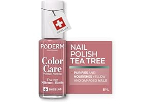 PODERM Swiss-Made Antifungal Nail Polish – Rosewood | Breathable Treatment with Tea Tree, Silicon & Biotin | Strengthens, Repairs & Conceals Yellow, Brittle & Damaged Nails | Podiatrist-Developed