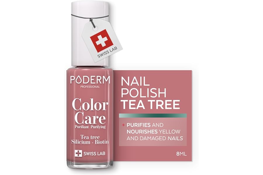 PODERM Swiss-Made Antifungal Nail Polish – Rosewood | Breathable Treatment with Tea Tree, Silicon & Biotin | Strengthens, Repairs & Conceals Yellow, Brittle & Damaged Nails | Podiatrist-Developed