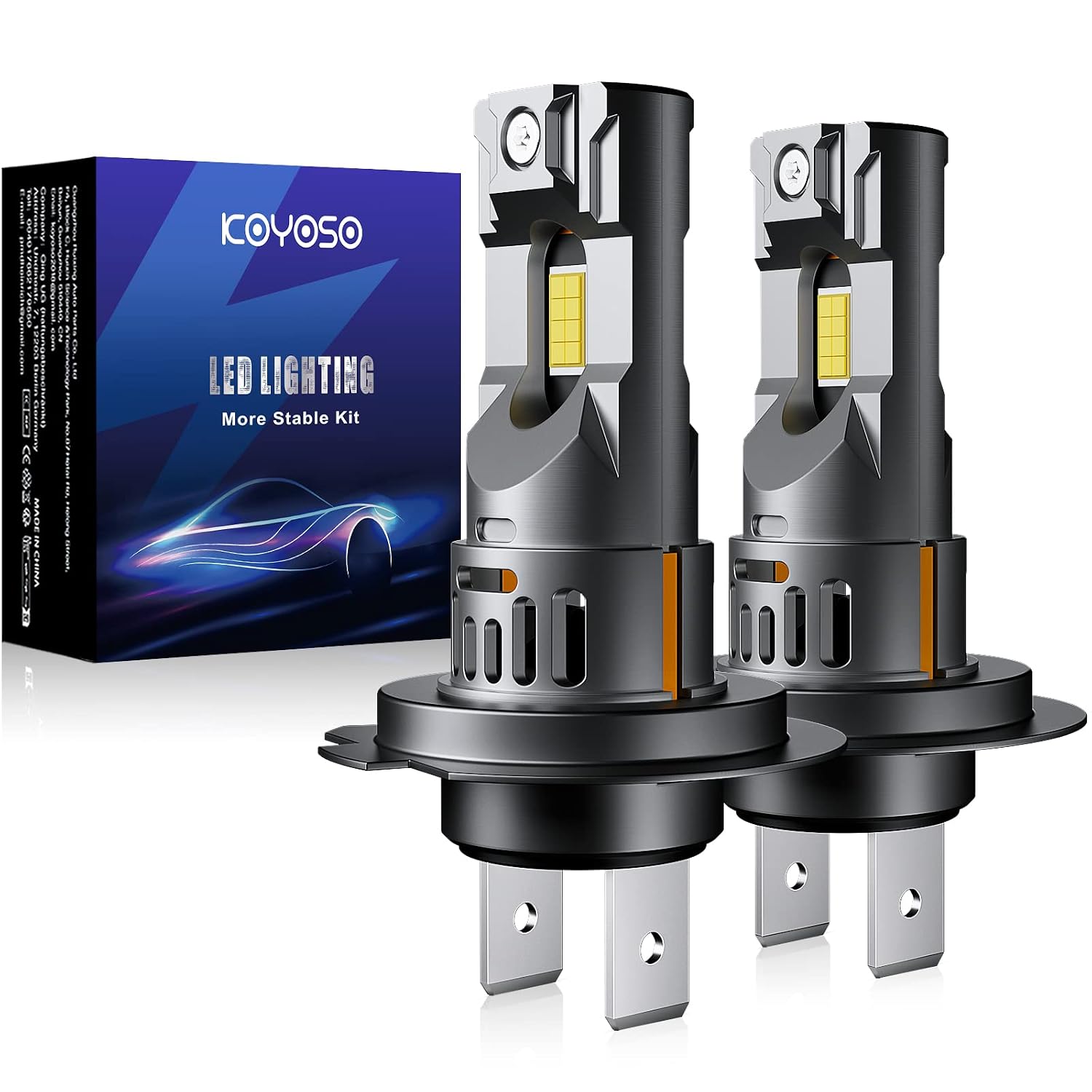 KOYOSO H7 LED 140W 34000LM Lampada Sostituzione per Alogena, 1:1 Mini Design, Non Richiede Adattatore, Pacco da 2