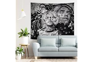 HCDZF Lil Peep Wandbehang Schwarz-Weiß-Wandteppich Tapisserie Home Decoration für Schlafzimmer Banner und Girlande Event Banner(S:59ʺ × 39ʺ)