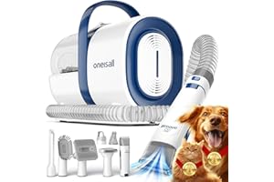oneisall toelettatura e aspirazione a Vuoto per Animali Domestici, Tosatrice per Cani e Gatto Pelo Lungo Professionale, 7 Strumenti per la toelettatura Per la depilazione di cani e gatti (blu)