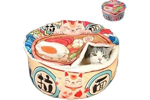 ZHUIYIWIN Cat Beds for Indoor with Anti-Slip Bottom, Cat Cave Bed, Hideaway Warm Comfortable, Kitty Caves & Houses for Multi Small Pet Large Kitty, Puppies, Rabbits (Ramen, M)